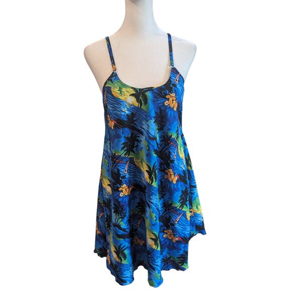 Barefoot Attitude Blue Tropical Palm Tree Sunset Beach Slip Small - Picture 1 of 6